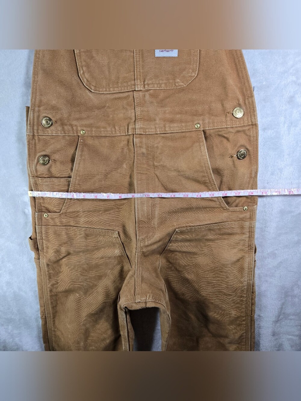 Carhartt Duck Bib Overalls 102776 Mens Size 30x28 Relaxed Fit Workwear Brown - Picture 13 of 13